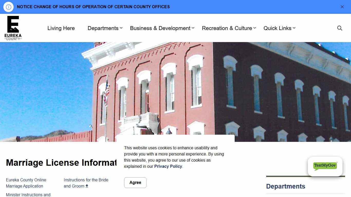 Marriage License Information | Eureka County