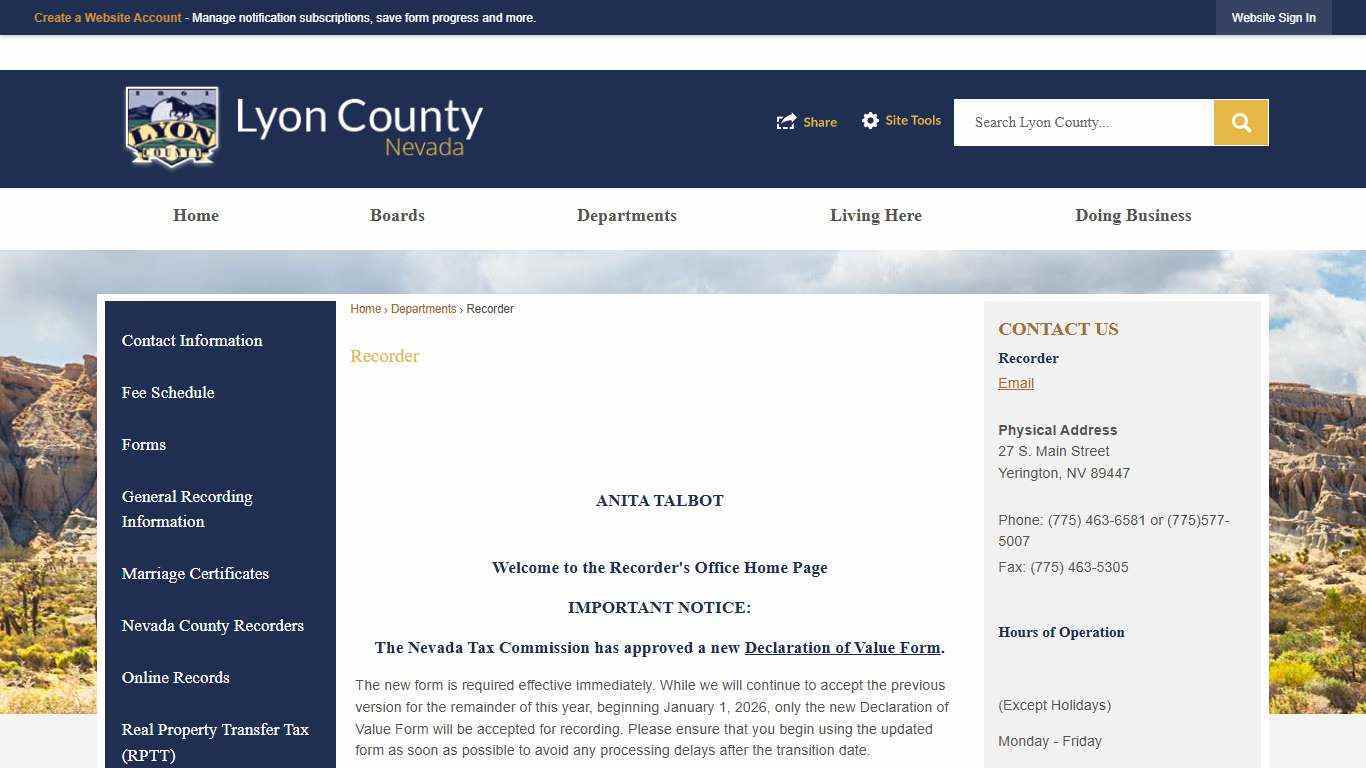 Recorder | Lyon County, NV - Official Website
